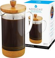 ☕ stylish grosche melbourne french press coffee maker: 34oz 1000ml, unique design for coffee & tea with bamboo & cork logo