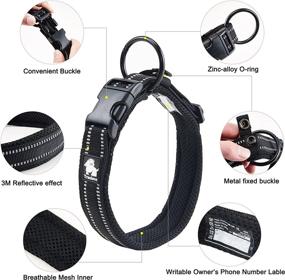 img 1 attached to Premium PETTOM Reflective Small Dog Collar - Padded Adjustable Nylon Collar with Ring (Black)