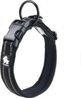 premium pettom reflective small dog collar - padded adjustable nylon collar with ring (black) logo