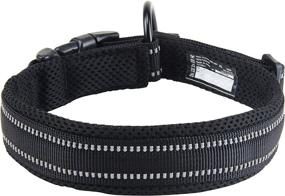 img 2 attached to Premium PETTOM Reflective Small Dog Collar - Padded Adjustable Nylon Collar with Ring (Black)