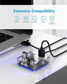 img 1 attached to 🔌 Mini Portable ORICO USB Hub-4-Port USB 3.0 Hub Adapter for MacBook, Chromebook, Notebook PCs, iPhone, Smartphones and More - Clear - USB Expansion for Enhanced Connectivity