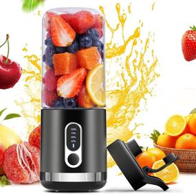 img 4 attached to 🍹 2021 Black Portable Blender | Togala Personal Fruit Mixer Blender for Kitchen, Travel, and Office | 15.2 Oz | 2*2000mAh USB-C Rechargeable Mini Blender with Six Blades | Ideal for Smoothies, Shakes, and Juice