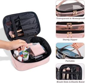 img 2 attached to Double-layer Cosmetic Bag Toiletry Bag for Girls Women - Large Travel Makeup Pouch Organizer Bag, Portable Waterproof and Fordable - Pink