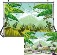 🌿 haboke 7x5ft soft green forest photography backdrop: perfect for safari jungle themed parties, baby showers, and birthday celebrations! logo