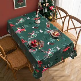 img 4 attached to 🎄 Waterproof and Oil-Proof DECORKC Christmas Tablecloth