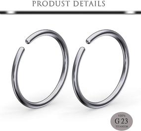 img 2 attached to 💍 Hoeudjo 20G Solid Grade 23 (G23) Titanium Nose Ring Hoop Cartilage Earring Hoop Septum Piercing Jewelry 6mm 8mm 10mm for Women Men