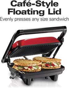 img 2 attached to 🥪 Hamilton Beach 25462Z Electric Panini Press Grill with Locking Lid - Opens 180 Degrees for Various Sandwich Thicknesses, Nonstick 8" X 10" Grids - Vibrant Red Design