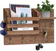 📬 pickkross rustic wooden mail and key holder: wall decorative organizer with 8 hooks and mail sorter - brown логотип