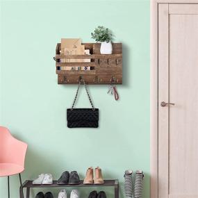 img 2 attached to 📬 PICKKROSS Rustic Wooden Mail and Key Holder: Wall Decorative Organizer with 8 Hooks and Mail Sorter - Brown