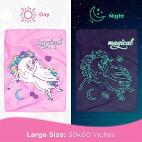 img 3 attached to 🦄 GLOWING SNUGGLES Unicorn Glow in The Dark Blanket for Kids - Pink Fuzzy, Magical Throw - Toddler, Baby Blanket (50”x60”) - Unicorn Gifts - Girl Room Decor (4/30 - Enhanced Glow Blanket)