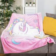 🦄 glowing snuggles unicorn glow in the dark blanket for kids - pink fuzzy, magical throw - toddler, baby blanket (50”x60”) - unicorn gifts - girl room decor (4/30 - enhanced glow blanket) logo