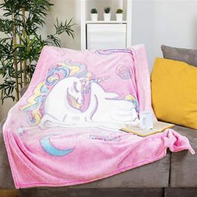 img 4 attached to 🦄 GLOWING SNUGGLES Unicorn Glow in The Dark Blanket for Kids - Pink Fuzzy, Magical Throw - Toddler, Baby Blanket (50”x60”) - Unicorn Gifts - Girl Room Decor (4/30 - Enhanced Glow Blanket)