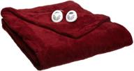 🔥 sunbeam luxurious premium plush king electric heated blanket - auto shut-off, 20 heat settings, two controllers - king size (red) logo