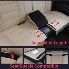 img 1 attached to INCH EMPIRE Seat Cover 5 Seats Full Set Universal Fit For Most Sedan SUV Truck Pickup Airbag Compatible Synthetic Leather Car Seat Cushion Protector All Weather Water-Proof (Single Line Beige)