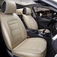 inch empire seat cover 5 seats full set universal fit for most sedan suv truck pickup airbag compatible synthetic leather car seat cushion protector all weather water-proof (single line beige) logo