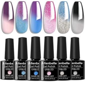 img 4 attached to 💅 Allenbelle Mood Color Changing Nail Polish Set - Soak Off UV LED Gel Polish