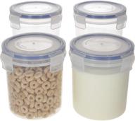 🔵 convenient and portable overnight oats container jar set - 4-piece snap lock storage jars with airtight lids (blue) логотип