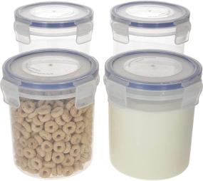 img 4 attached to 🔵 Convenient and Portable Overnight Oats Container Jar Set - 4-Piece Snap Lock Storage Jars with Airtight Lids (Blue)