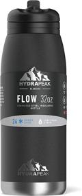 img 2 attached to Hydrapeak Flow 32oz Insulated Water Bottle with Straw Lid - Double Wall Vacuum Insulated Stainless Steel, BPA-Free, Leak-Proof Flask with Wide Mouth, Bite Straw, Handle - Black