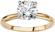 💍 exquisite palm beach jewelry yellow gold-plated round cubic zirconia solitaire engagement ring: shine bright with timeless elegance logo