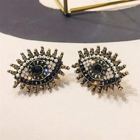 img 1 attached to 👁️ S925 Sterling Silver Post Stud Evil Eye Earrings for Women - Hypoallergenic Statement Punk Eyes Eyelash Earrings for Girls