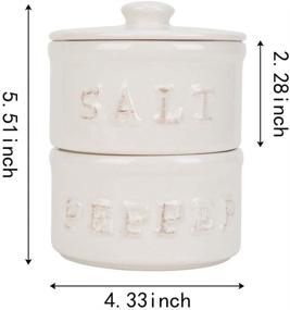 img 2 attached to 🧂 Stackable Ceramic Salt and Pepper Shaker Set with Lid - Vintage Condiments Cellar Bowls