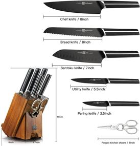 img 3 attached to 🔪 Набор ножей Hanmaster из немецкой стали, 7 предметов: премиальные кухонные ножи в блоке - идеальны для дома и ресторанов, включая подарочную упаковку.