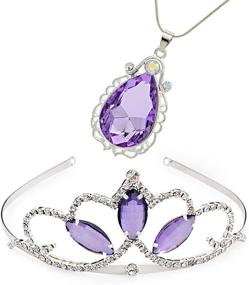 img 4 attached to Enchanting Princess Crown Sofia The First Tiara and Magic Amulet Set with Princess Waterdrop Pendant Necklace: Ideal Birthday/Christmas Gift for Girls