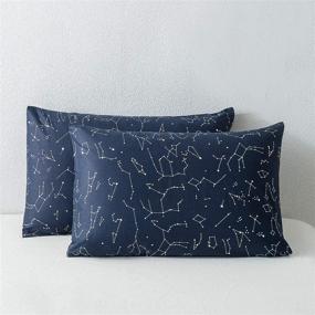 img 2 attached to 🌌 SUSYBAO Navy Blue Constellation Print Pillowcase Set - 100% Cotton, Queen Size, Envelope Closure, Soft & Durable - Ideal for Home Decor, 20 x 26 inches (Pack of 2)