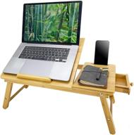 🎋 bambooest bamboo laptop stand desk with adjustable tilt surface and storage drawer – ideal for computer, ipad, book, writing, reading, and eating logo