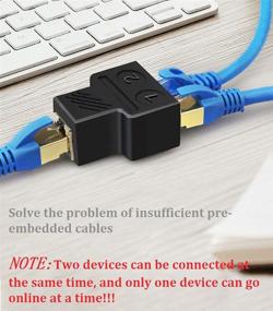 img 3 attached to 🔌 2 Pack RJ45 Ethernet Splitter Adapter – 1 to 2 Socket Extender for LAN Network Connection – Internet Splitter Adapter for Cat5, Cat5e, Cat6, Cat7 – Black