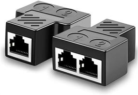 img 4 attached to 🔌 2 Pack RJ45 Ethernet Splitter Adapter – 1 to 2 Socket Extender for LAN Network Connection – Internet Splitter Adapter for Cat5, Cat5e, Cat6, Cat7 – Black