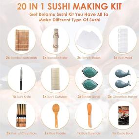 img 3 attached to Delamu Sushi Making Kit: 20-Piece Sushi Bazooka Roller Set with Chef’s Knife, Bamboo Mats, Rice Mold, Temaki Sushi Mats, Rice Paddle, Rice Spreader, Chopsticks, Sauce Dishes, and Guide Book