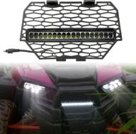 sautvs front mesh grill for polaris rzr xp 4 1000 xc 900 accessories 2014-2018, waterproof black mesh grille with led light bar (1pcs, part no. 5439788-2) logo