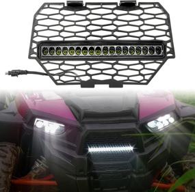 img 4 attached to SAUTVS Front Mesh Grill for Polaris RZR XP 4 1000 XC 900 Accessories 2014-2018, Waterproof Black Mesh Grille with LED Light Bar (1PCS, Part No. 5439788-2)