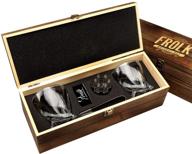 🥃 premium whiskey bullet stones gift set: 6 extra large stainless steel ice cubes, 2 large twisted whiskey glasses (11 oz), freezer base, velvet pouch &amp; tongs, novelty wooden box by frolk logo