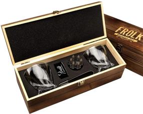 img 4 attached to 🥃 Premium Whiskey Bullet Stones Gift Set: 6 Extra Large Stainless Steel Ice Cubes, 2 Large Twisted Whiskey Glasses (11 oz), Freezer Base, Velvet Pouch &amp; Tongs, Novelty Wooden Box by Frolk