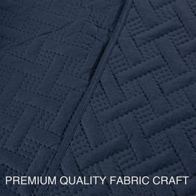 img 1 attached to 🛏️ NTBAY Twin Navy Bedspread Quilt Set - Lightweight and Luxurious Microfiber Coverlet with Basket Weave Pattern - Includes 1 Quilt and 1 Pillow Sham