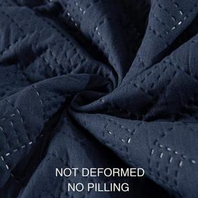 img 2 attached to 🛏️ NTBAY Twin Navy Bedspread Quilt Set - Lightweight and Luxurious Microfiber Coverlet with Basket Weave Pattern - Includes 1 Quilt and 1 Pillow Sham