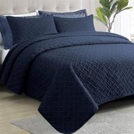 🛏️ ntbay twin navy bedspread quilt set - lightweight and luxurious microfiber coverlet with basket weave pattern - includes 1 quilt and 1 pillow sham logo
