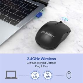 img 3 attached to 🖱️ TECKNET 2.4G Omni Small Portable Wireless Optical Mouse with USB Nano Receiver for Laptop, PC, Computer, Notebook, Mac, Extended 18 Month Battery Life (Black)