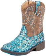 👢 roper glitter square toe cowgirl boot western - unisex-child logo