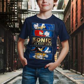 img 3 attached to Футболка с золотым логотипом Sonic The Hedgehog для детей - с участием Кнаклза, Шэдоу и Майлза!