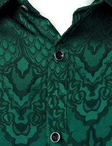 img 1 attached to 👔 ZEROYAA Men's Clothing Hipster Sleeved Jacquard Shirt in Emerald - ZLCL32