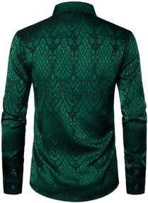 img 2 attached to 👔 ZEROYAA Men's Clothing Hipster Sleeved Jacquard Shirt in Emerald - ZLCL32