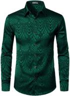 👔 zeroyaa men's clothing hipster sleeved jacquard shirt in emerald - zlcl32 logo