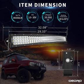 img 3 attached to OEDRO 32-Inch Curved LED Light Bar: Powerful Tri-Row 405W Spot & Work Light for Trucks, Jeeps, SUVs & More - Includes Wiring Harness