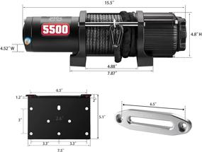 img 2 attached to Набор лебедки ZEAK на синтетическом тросе на 5500 фунтов с крепежной пластиной, переключателем на рулевой колонке, для ATV UTV Powersports Off Road