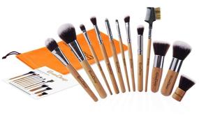 img 3 attached to 💄 EmaxDesign 12-Piece Makeup Brush Set: Professional Bamboo Handle, Premium Synthetic Kabuki Brushes for Foundation, Blending, Blush, Concealer, Eye, Face. Includes Bag.