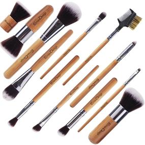 img 2 attached to 💄 EmaxDesign 12-Piece Makeup Brush Set: Professional Bamboo Handle, Premium Synthetic Kabuki Brushes for Foundation, Blending, Blush, Concealer, Eye, Face. Includes Bag.